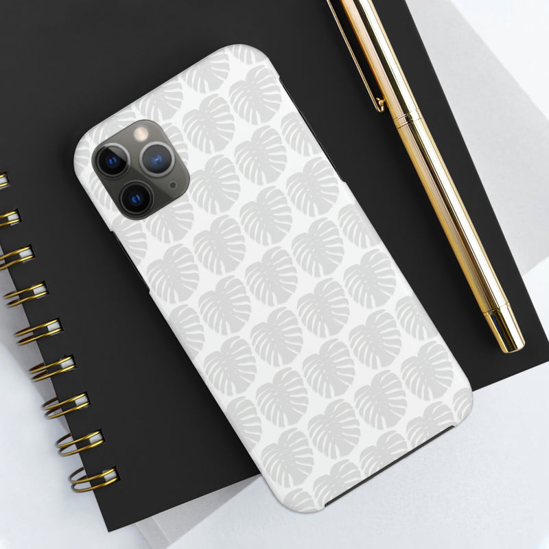 Light Gray Monstera Phone Case, Phone Case, Printify, Accessories, Glossy, iPhone Cases, Matte, Phone accessory, Phone Cases, Samsung Cases, Laura Christine Photography & Design, laurachristinedesign.com