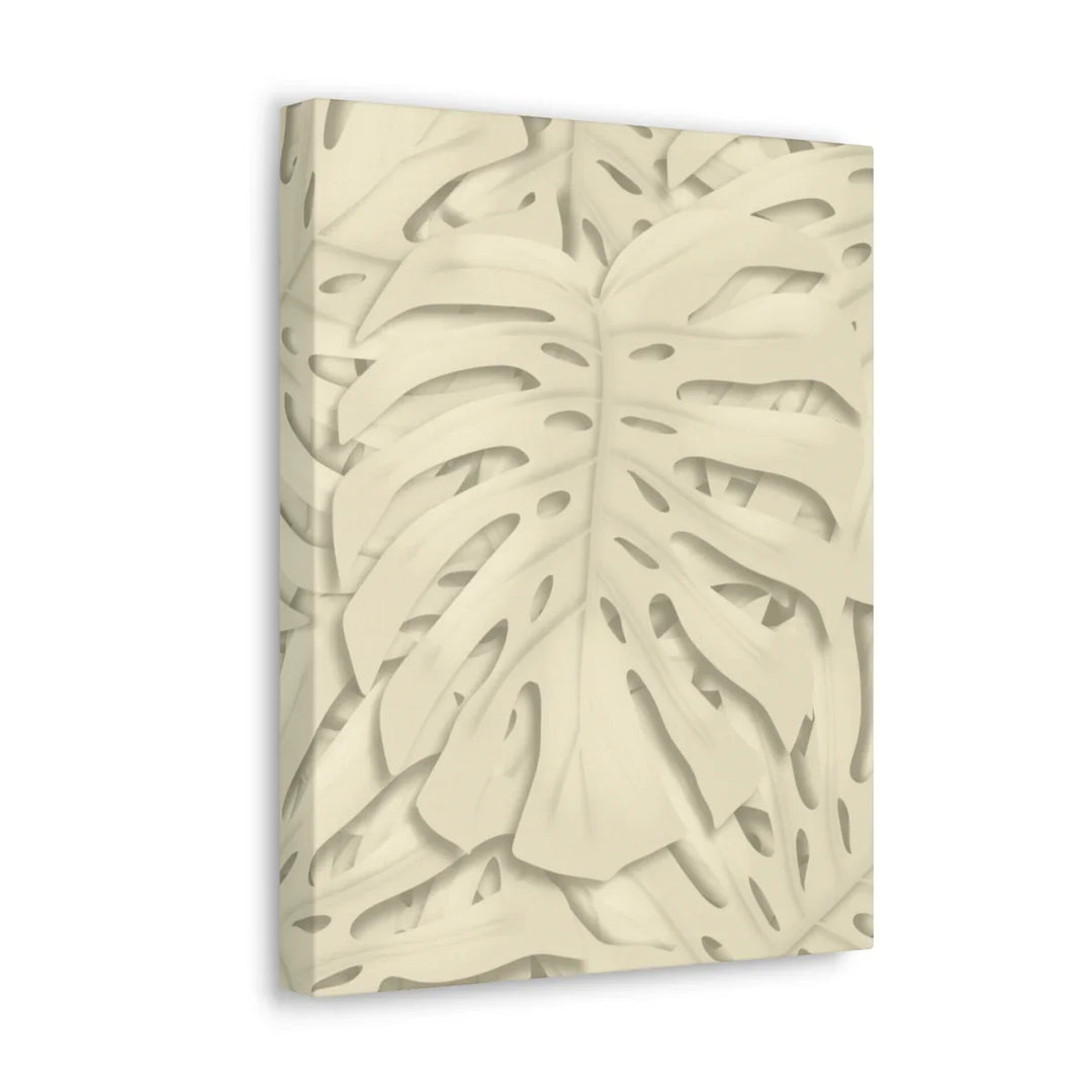 Monstera Canvas Print – Durable Cotton Stretched Canvas Art Print | Beige Botanical Wall Decor