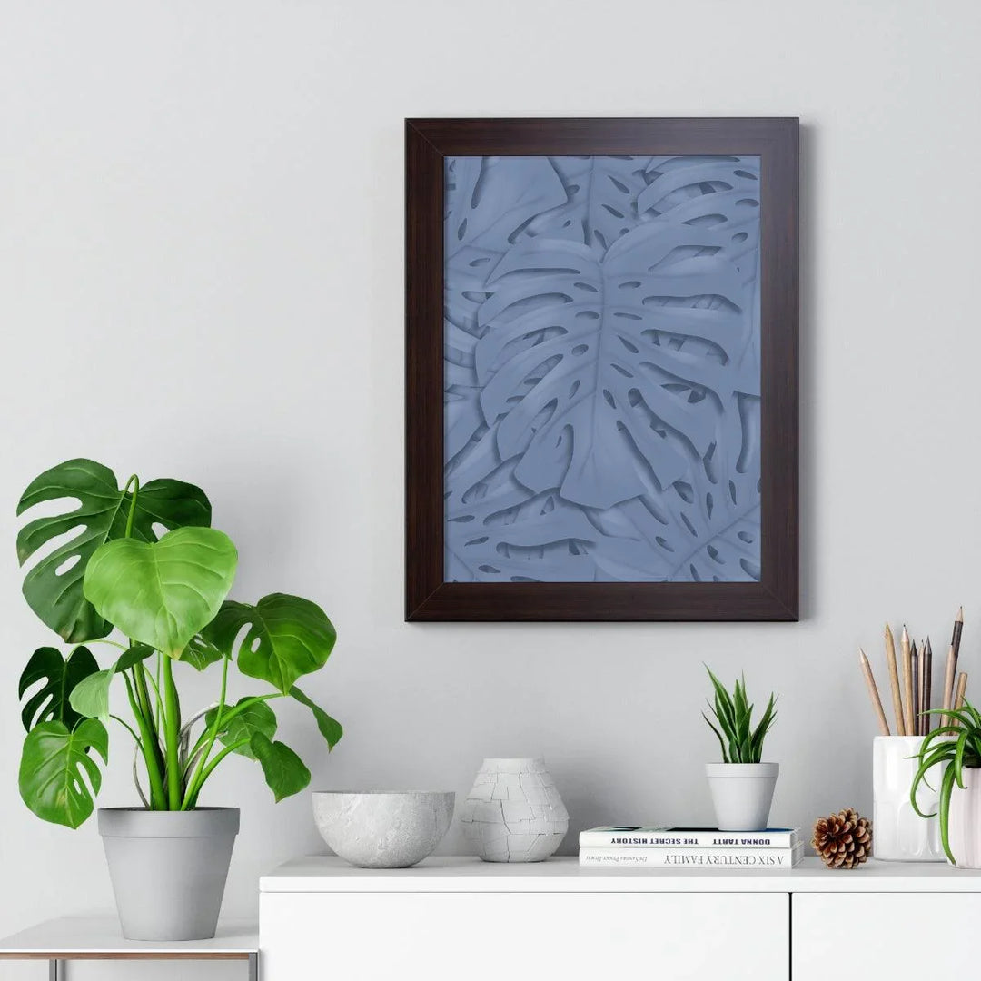 Slate Blue Monstera Framed Print, Poster, Laura Christine Photography & Design, Framed, Home & Living, Indoor, Paper, Posters, Laura Christine Photography & Design, laurachristinedesign.com