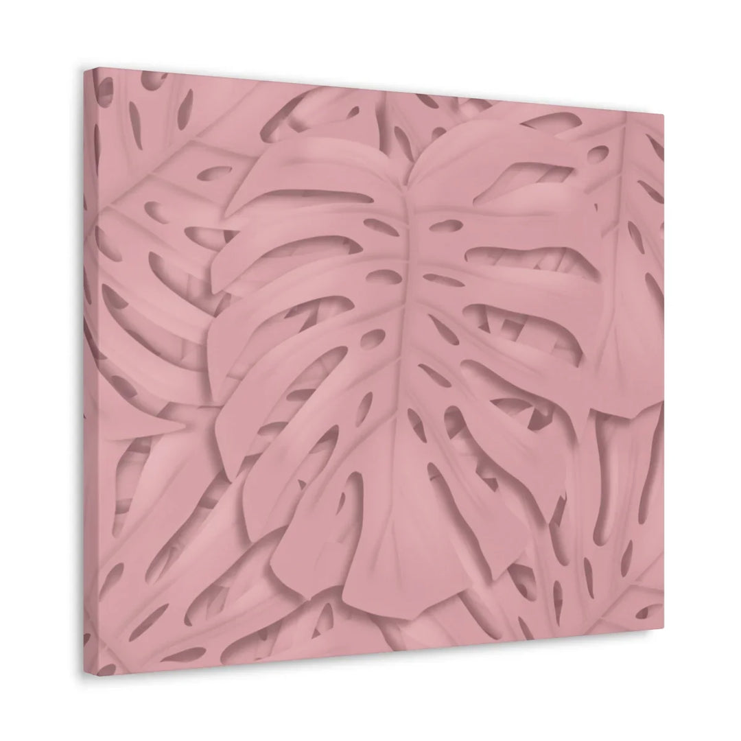 Monstera Canvas Art | Pink Wall Art - Botanical Wall Decor on Stretched Cotton Canvas Print