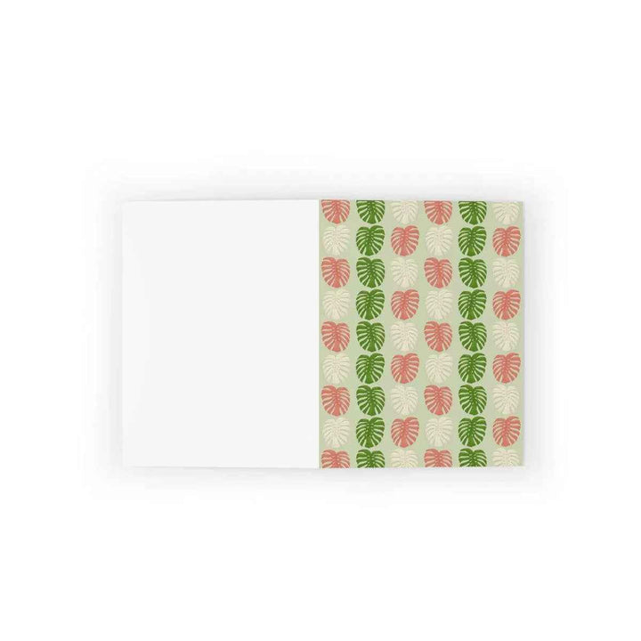 Monstera Deliciosa Greeting Card – Botanical Note Cards With Natural Leaf Pattern