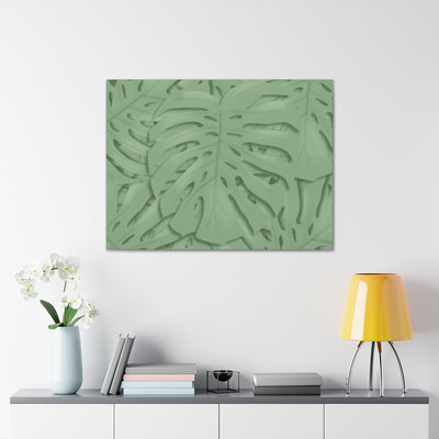 Deep Sage Monstera Canvas