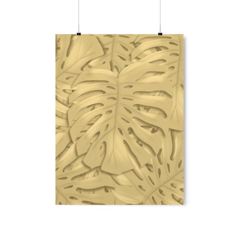 Golden Monstera Pattern Print, Poster, Laura Christine Photography & Design, Back to School, Home & Living, Indoor, Matte, Paper, Posters, Valentine&