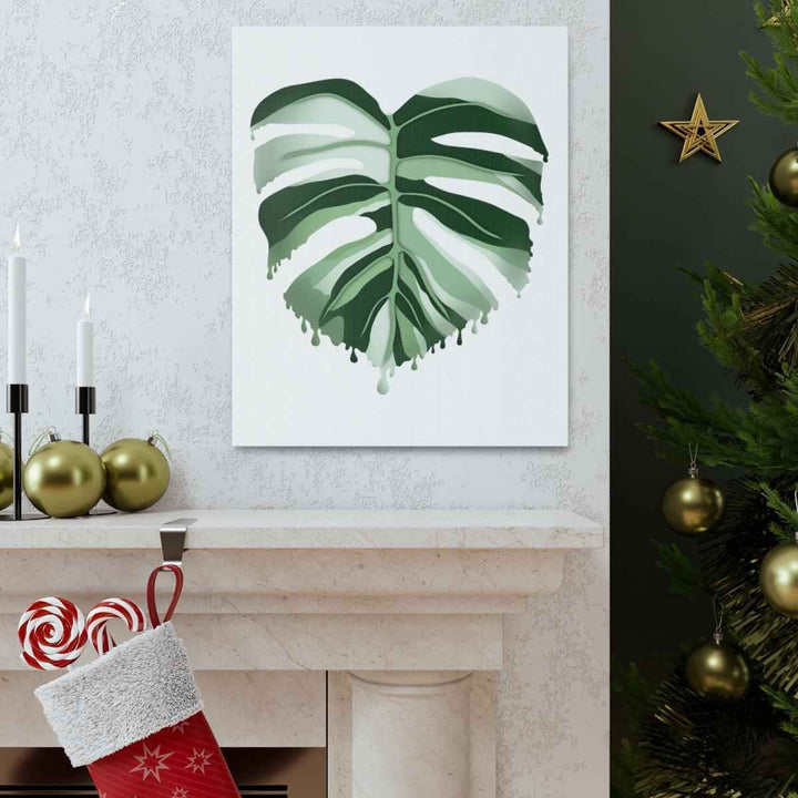 Melting Monstera Albo Canvas | Large Botanical Canvas Art Print With Matte Finish