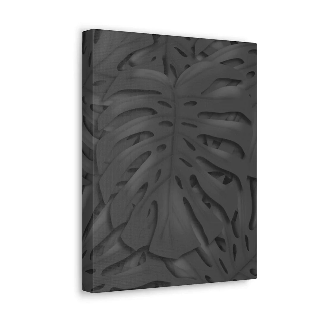 Monstera Canvas Art – Charcoal Leaf Canvas Art Print | Durable Matte Cotton Wall Decor