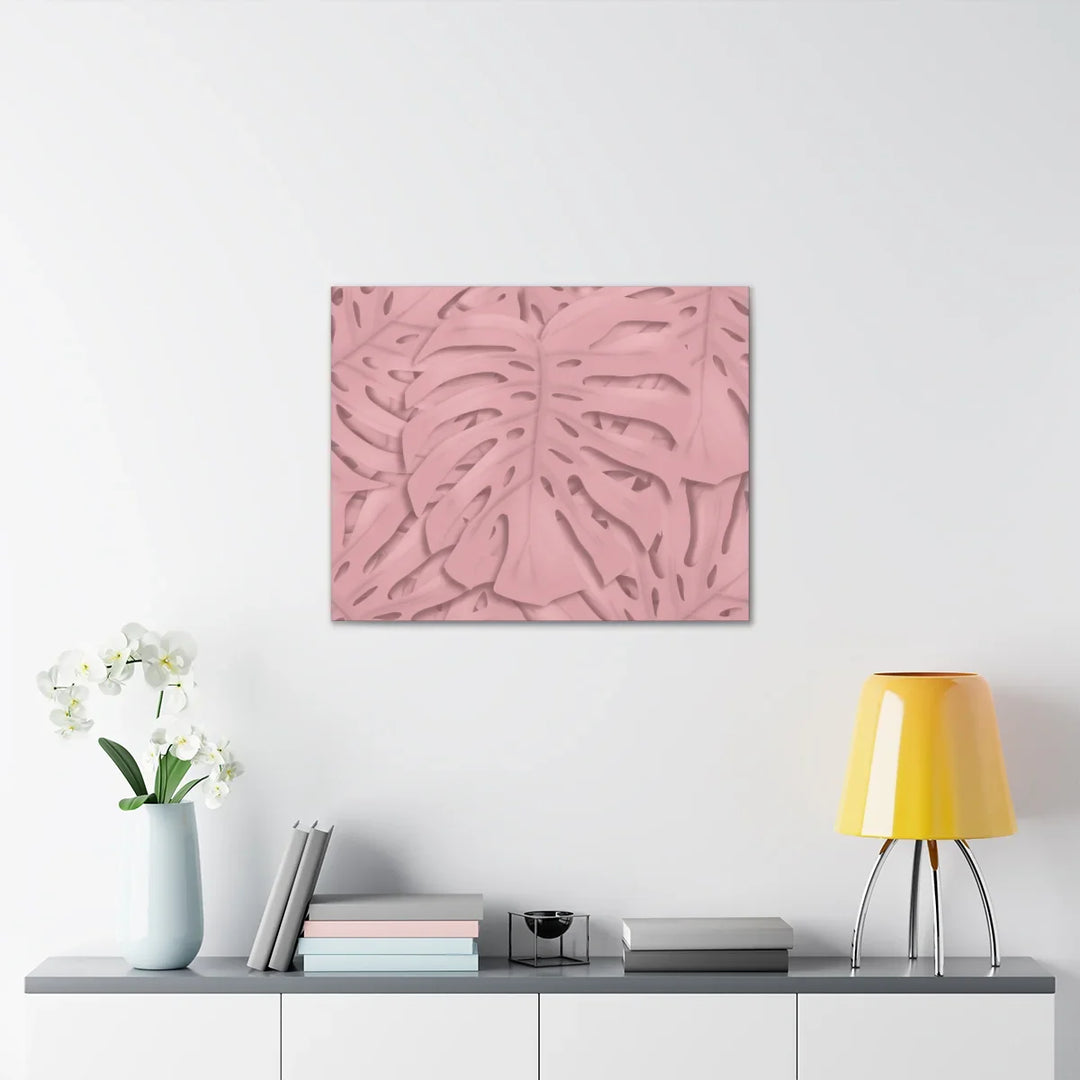 Monstera Canvas Art | Pink Wall Art - Botanical Wall Decor on Stretched Cotton Canvas Print