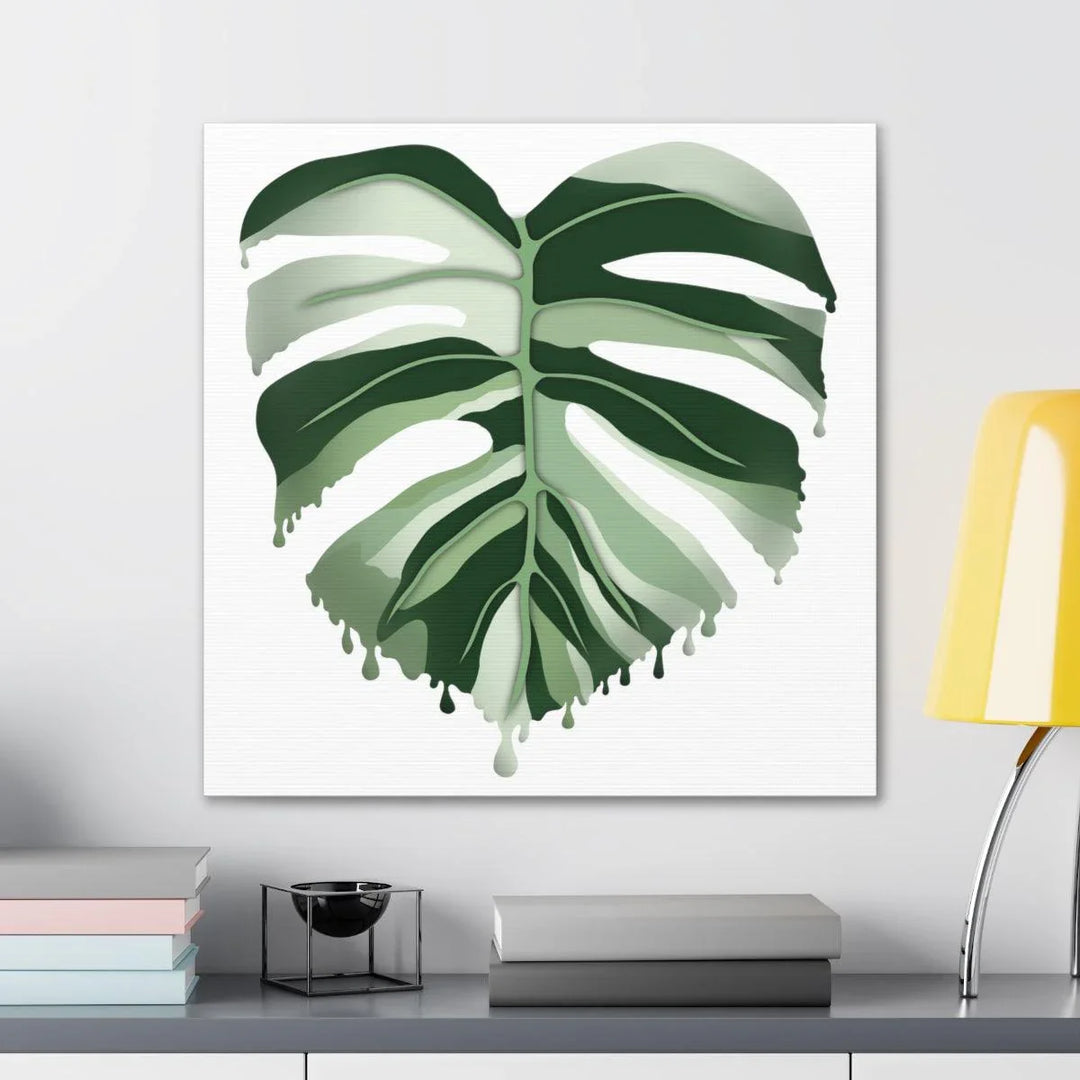 Melting Monstera Albo Canvas | Large Botanical Canvas Art Print With Matte Finish - Laura Christine Photography & Design