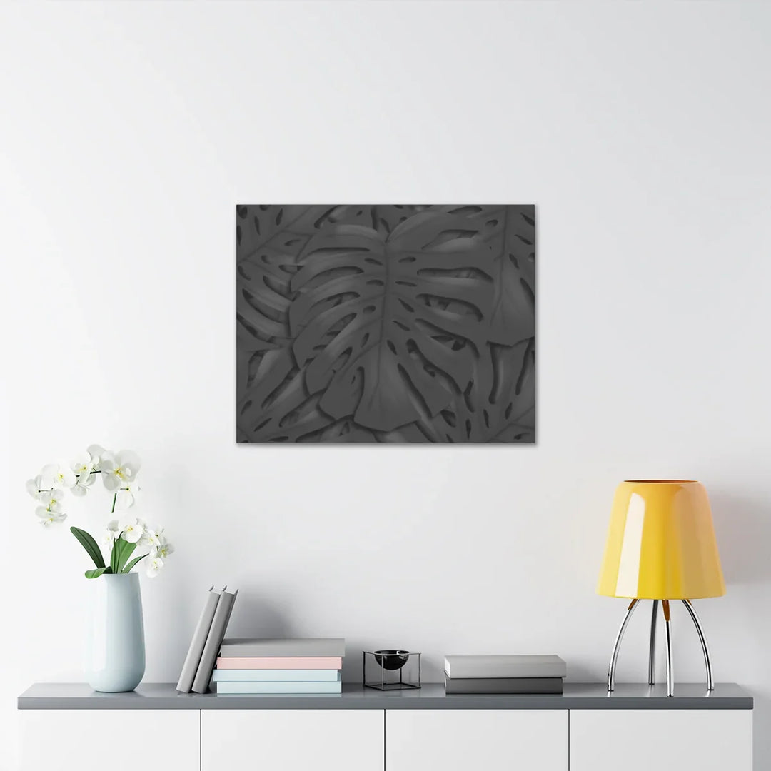Monstera Canvas Art – Charcoal Leaf Canvas Art Print | Durable Matte Cotton Wall Decor