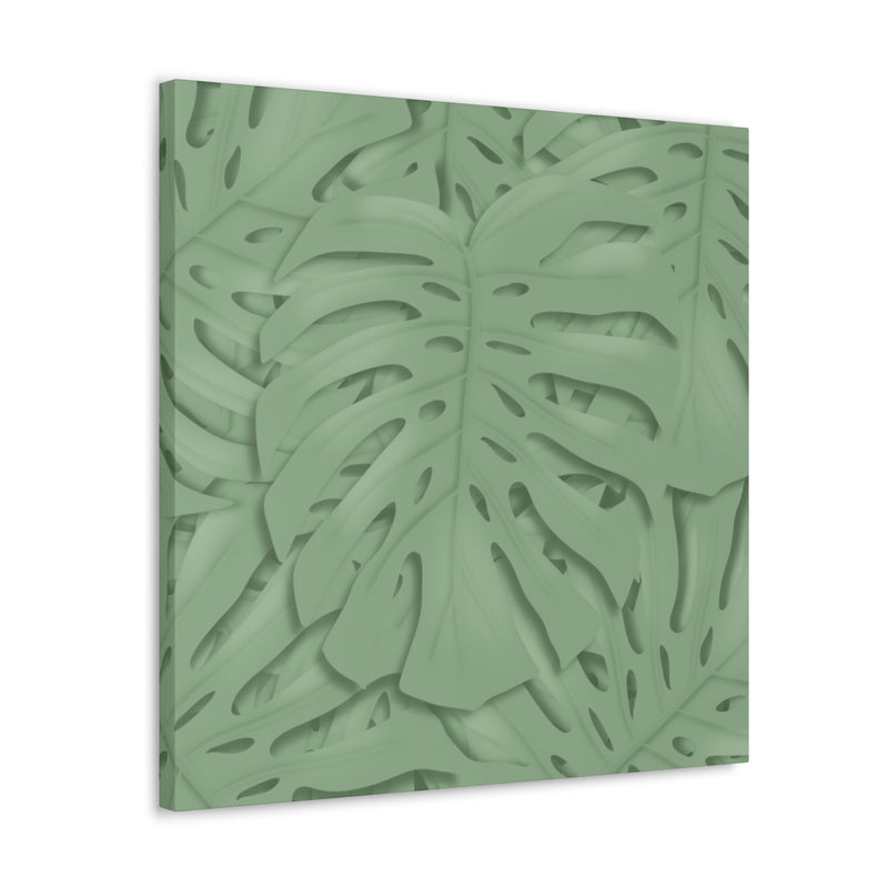 Deep Sage Monstera Canvas