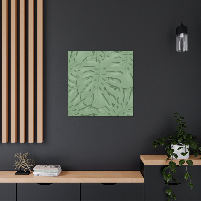 Deep Sage Monstera Canvas