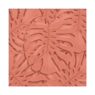 Coral Monstera Canvas