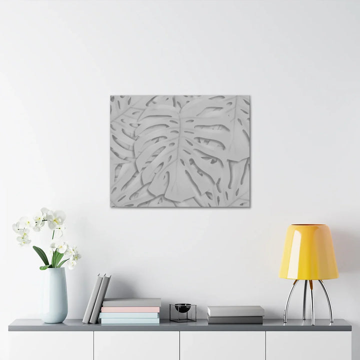 Monstera Canvas Art | Gray Canvas Print - Stretched Cotton Art Print for Indoor Wall Decor