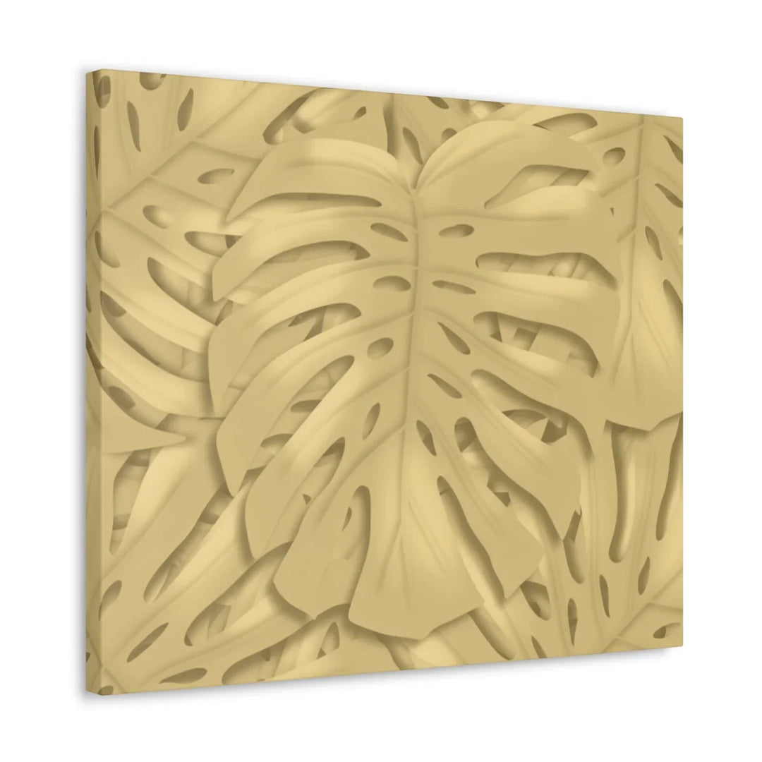 Golden Monstera Canvas - Indoor Wall Art | Durable Matte Finish Canvas Art Print