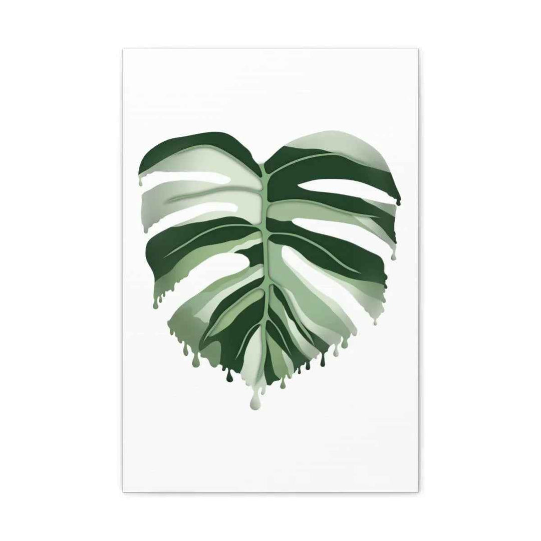 Melting Monstera Albo Canvas | Large Botanical Canvas Art Print With Matte Finish