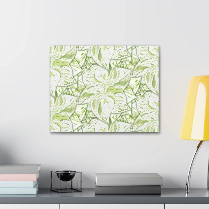 Snow Queen Pothos Canvas – Matte Finish Canvas Art Print | Variegated Botanical Wall Decor