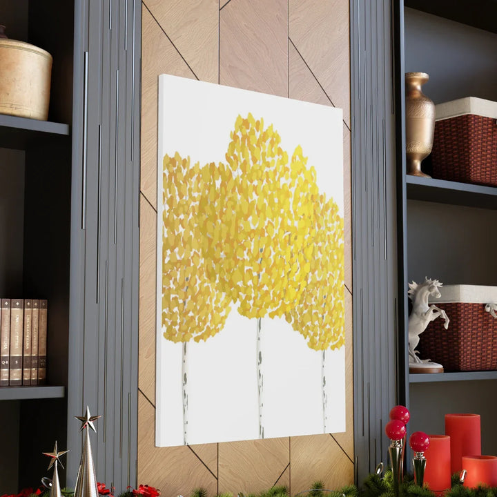 Fall Aspen Canvas - Stretched Cotton Canvas Art Print With Yellow Fall Foliage