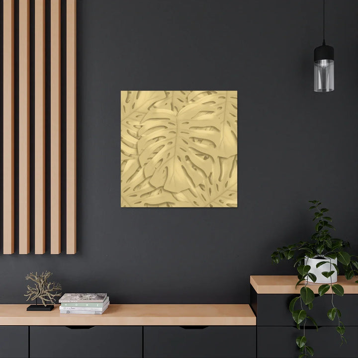 Golden Monstera Canvas - Indoor Wall Art | Durable Matte Finish Canvas Art Print