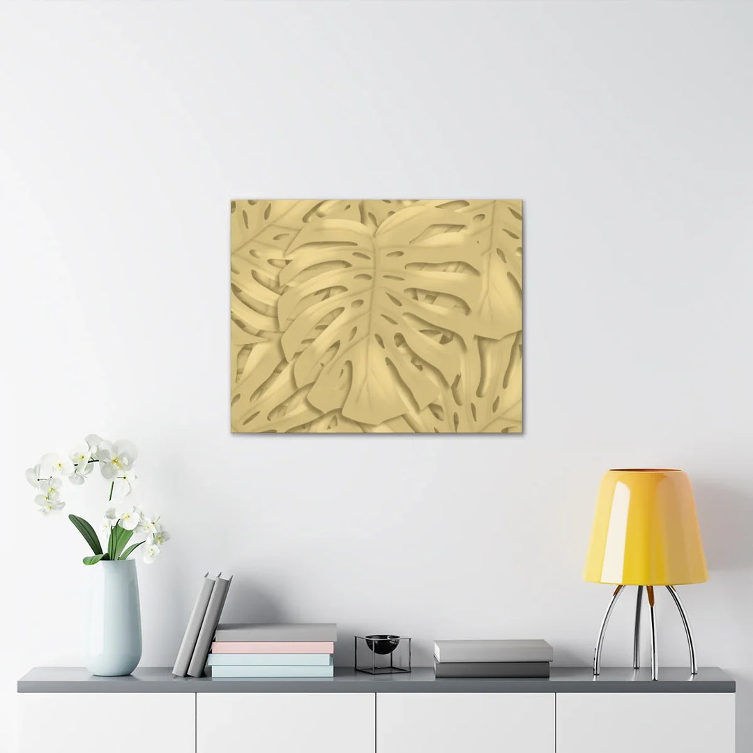 Golden Monstera Canvas - Indoor Wall Art | Durable Matte Finish Canvas Art Print