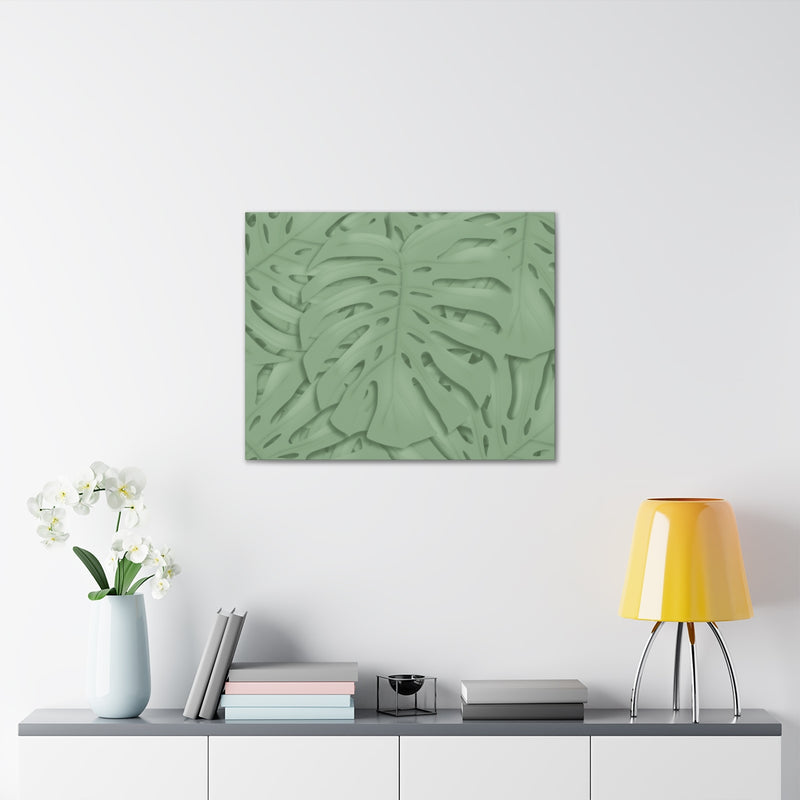 Deep Sage Monstera Canvas