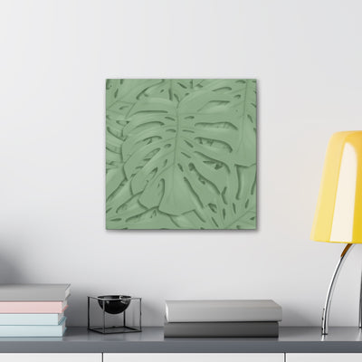 Deep Sage Monstera Canvas