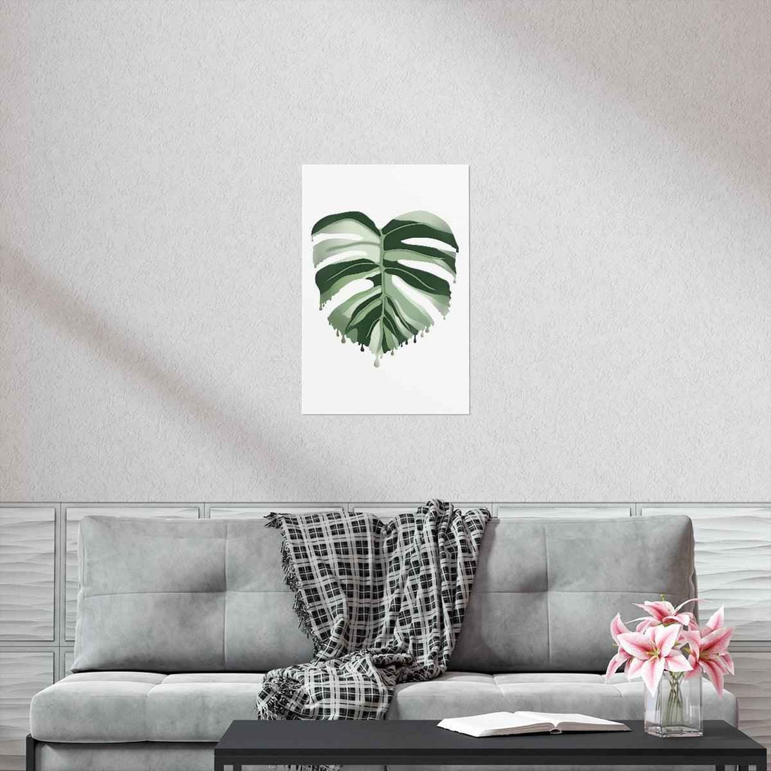 Melting Monstera Albo Print - Fine Art Poster | Botanical Wall Art on Matte Paper Unframed