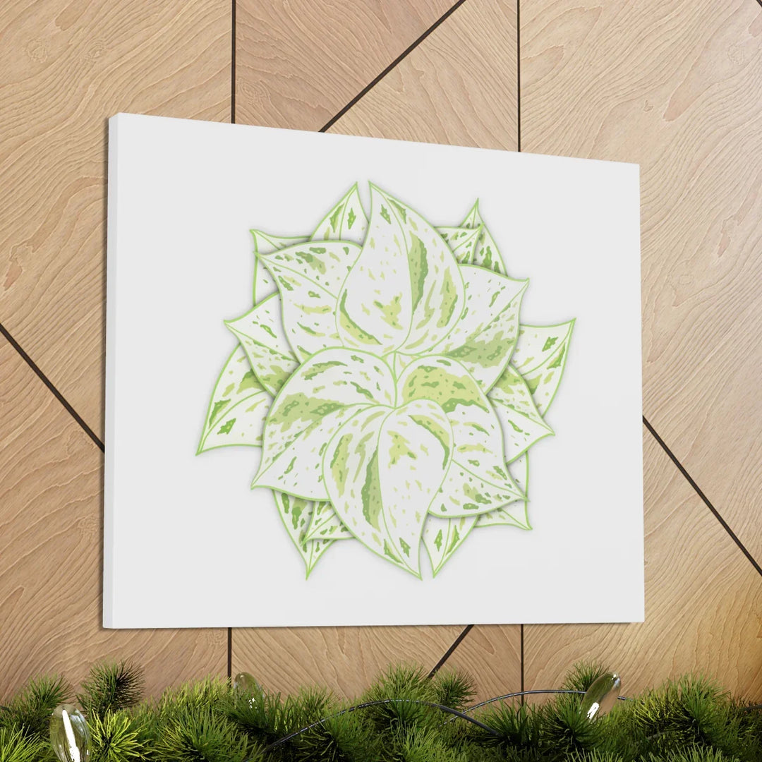 Snow Queen Pothos Canvas – Variegated Leaf Canvas Art Print | Durable Cotton - Laura Christine Photography & Design