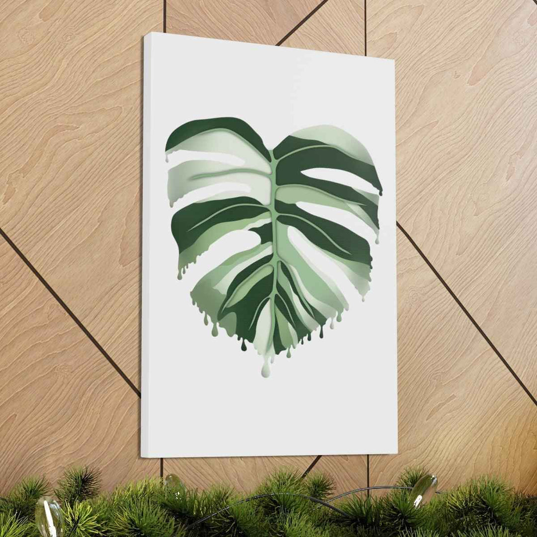 Melting Monstera Albo Canvas | Large Botanical Canvas Art Print With Matte Finish