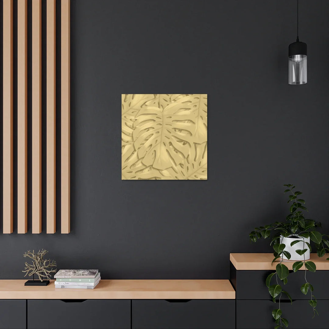Golden Monstera Canvas - Indoor Wall Art | Durable Matte Finish Canvas Art Print