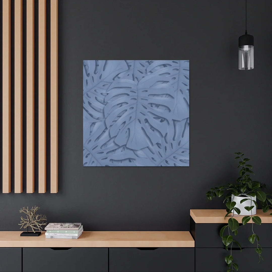 Monstera Canvas Art – Blue Monstera Print | Durable Matte Canvas Art Print