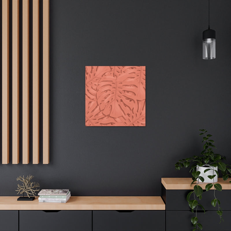 Coral Monstera Canvas