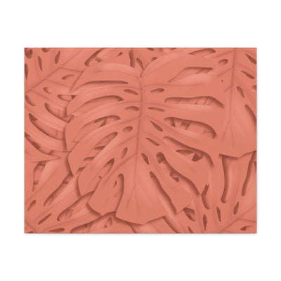 Coral Monstera Canvas