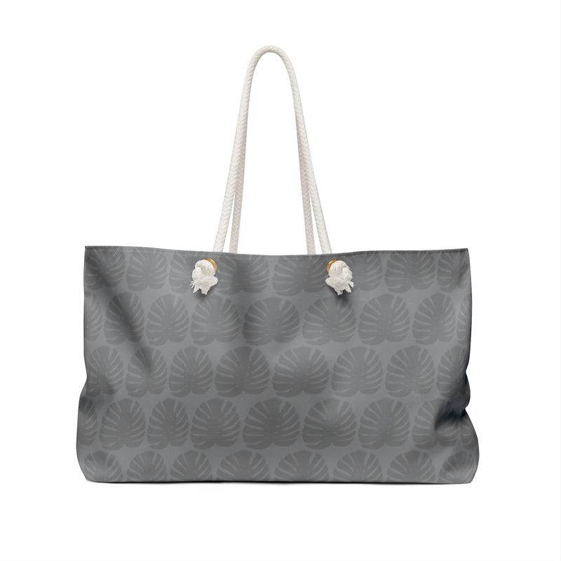 Bolso de fin de semana con estampado Monstera gris oscuro