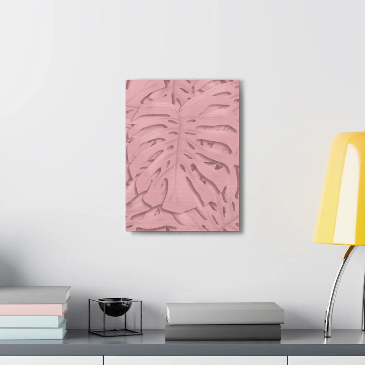 Monstera Canvas Art | Pink Wall Art - Botanical Wall Decor on Stretched Cotton Canvas Print