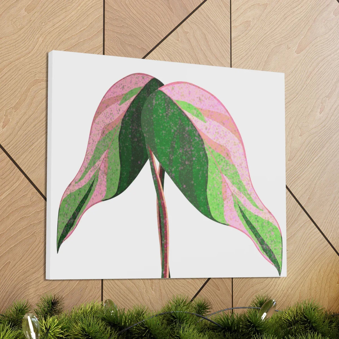 Pink Princess Philodendron Canvas Art Print – Botanical Wall Decor | Matte Finish