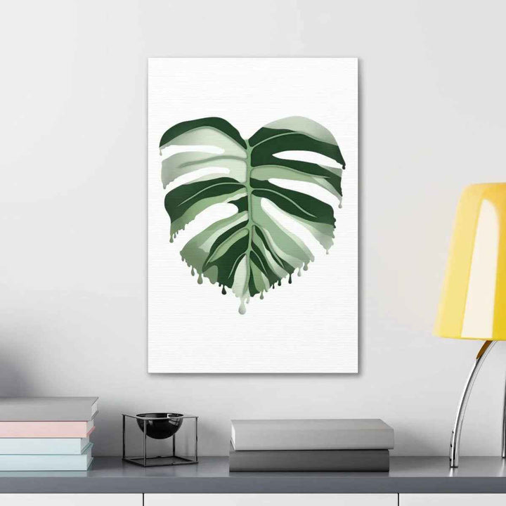 Melting Monstera Albo Canvas | Large Botanical Canvas Art Print With Matte Finish