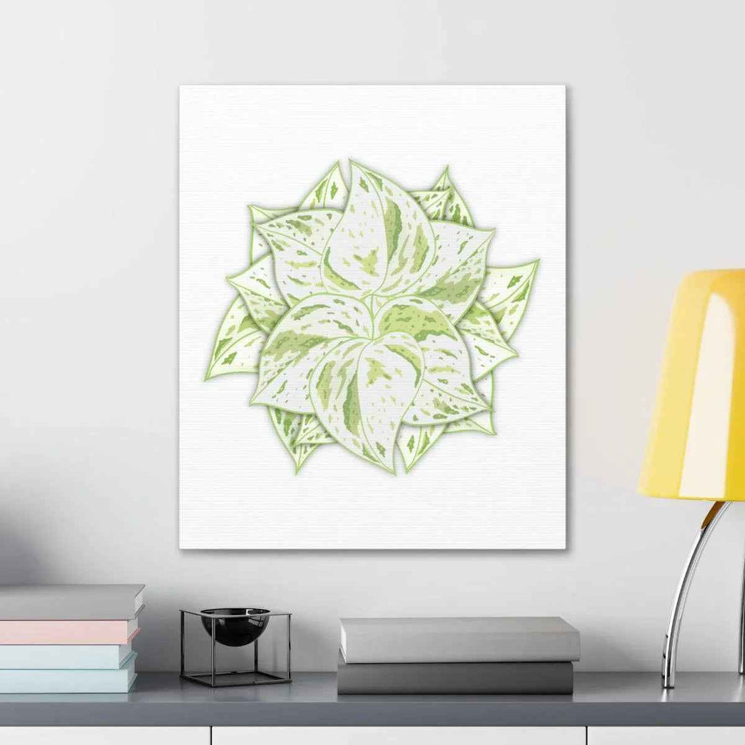 Snow Queen Pothos Canvas – Variegated Leaf Canvas Art Print | Durable Cotton