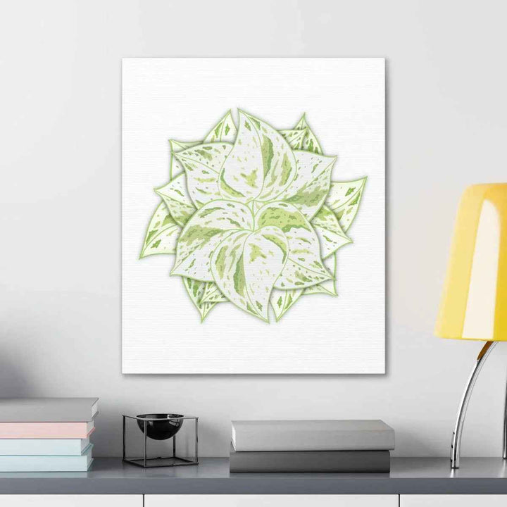 Snow Queen Pothos Canvas – Variegated Leaf Canvas Art Print | Durable Cotton