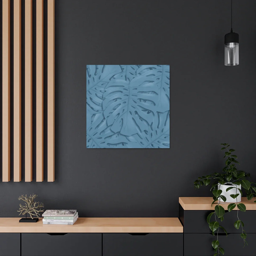Monstera Canvas Art | Blue Monstera Print on Durable Matte Finish Canvas Art Print