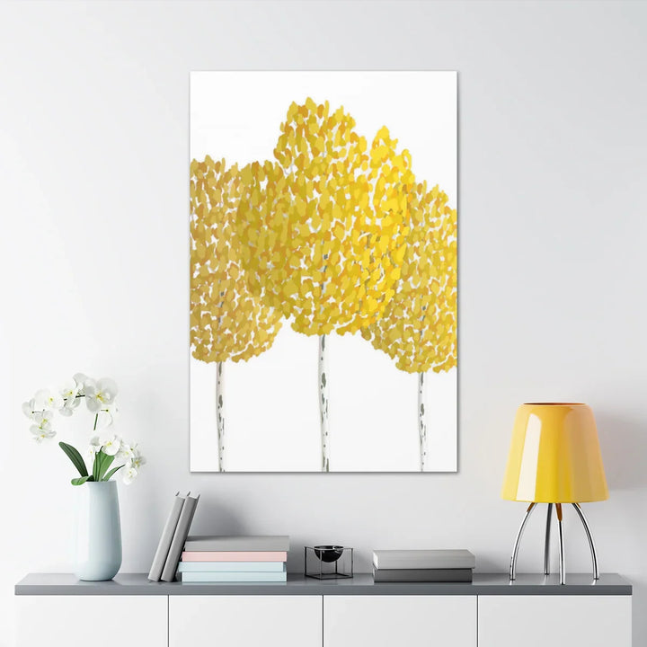 Fall Aspen Canvas - Stretched Cotton Canvas Art Print With Yellow Fall Foliage
