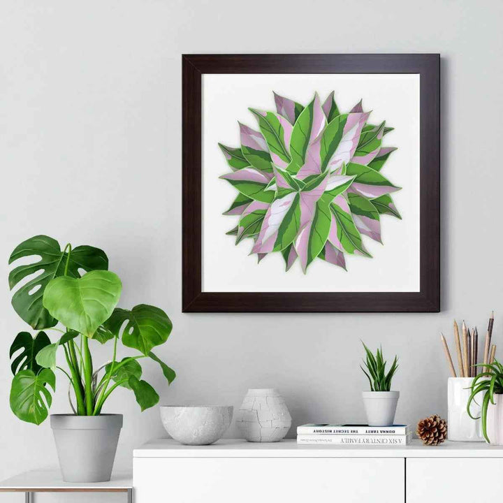 Syngonium Tricolor Print - Framed Botanical Art With Matte Finish & Acrylic Cover