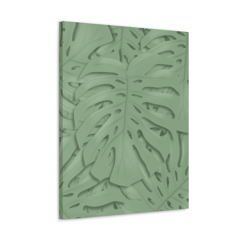 Deep Sage Monstera Canvas