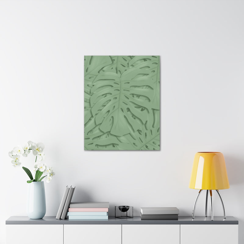 Deep Sage Monstera Canvas