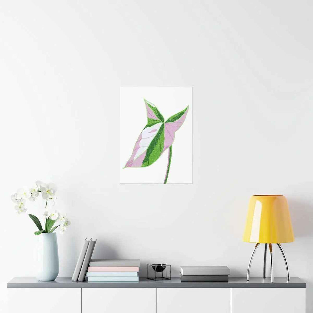 Syngonium Tricolor Print – Botanical Wall Art | Variegated Leaf Poster Unframed