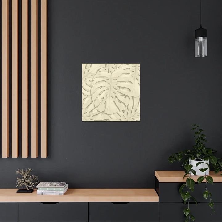 Monstera Canvas Print – Durable Cotton Stretched Canvas Art Print | Beige Botanical Wall Decor