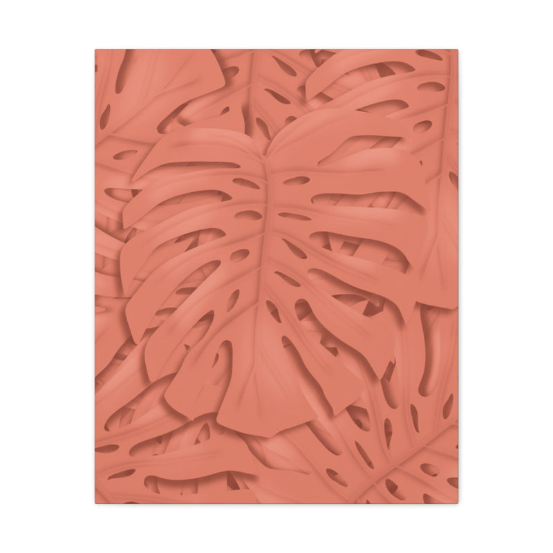 Coral Monstera Canvas