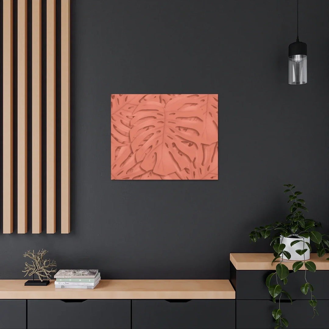 Coral Monstera Canvas - Botanical Canvas Art Print With Matte Finish & Durable Cotton