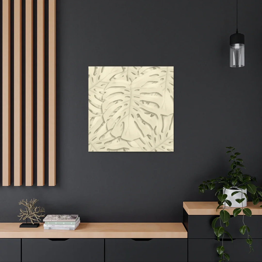 Monstera Canvas Print – Durable Cotton Stretched Canvas Art Print | Beige Botanical Wall Decor