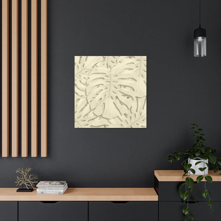 Monstera Canvas Print – Durable Cotton Stretched Canvas Art Print | Beige Botanical Wall Decor