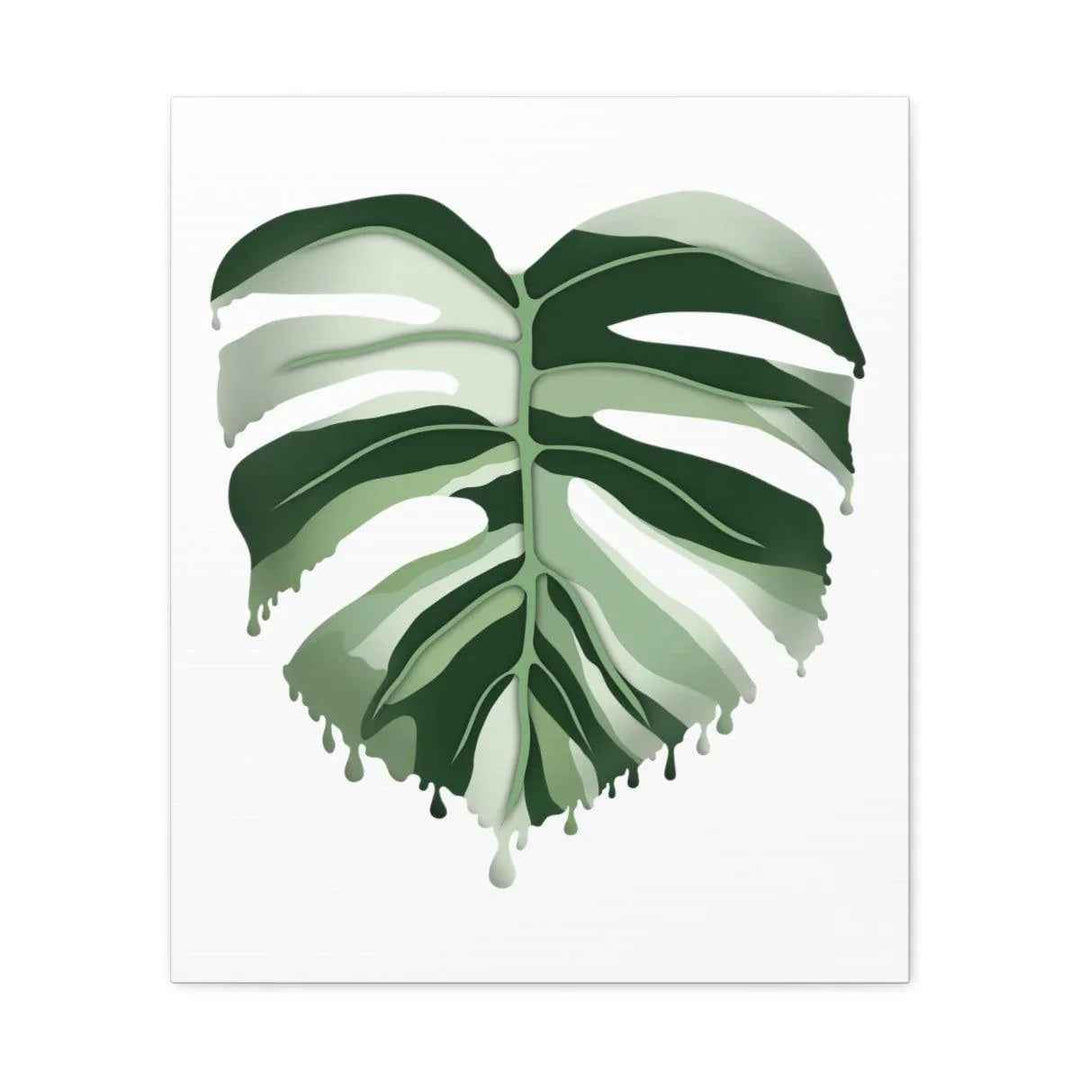 Melting Monstera Albo Canvas | Large Botanical Canvas Art Print With Matte Finish