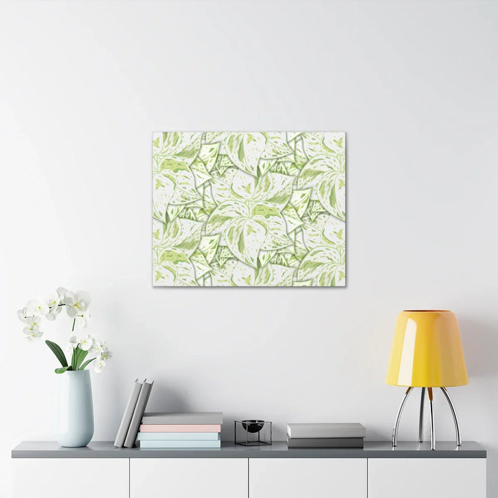 Snow Queen Pothos Canvas – Matte Finish Canvas Art Print | Variegated Botanical Wall Decor